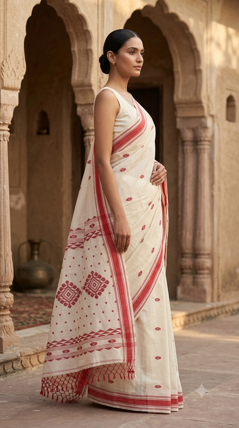 Handloom Cotton Laal Paar Saree