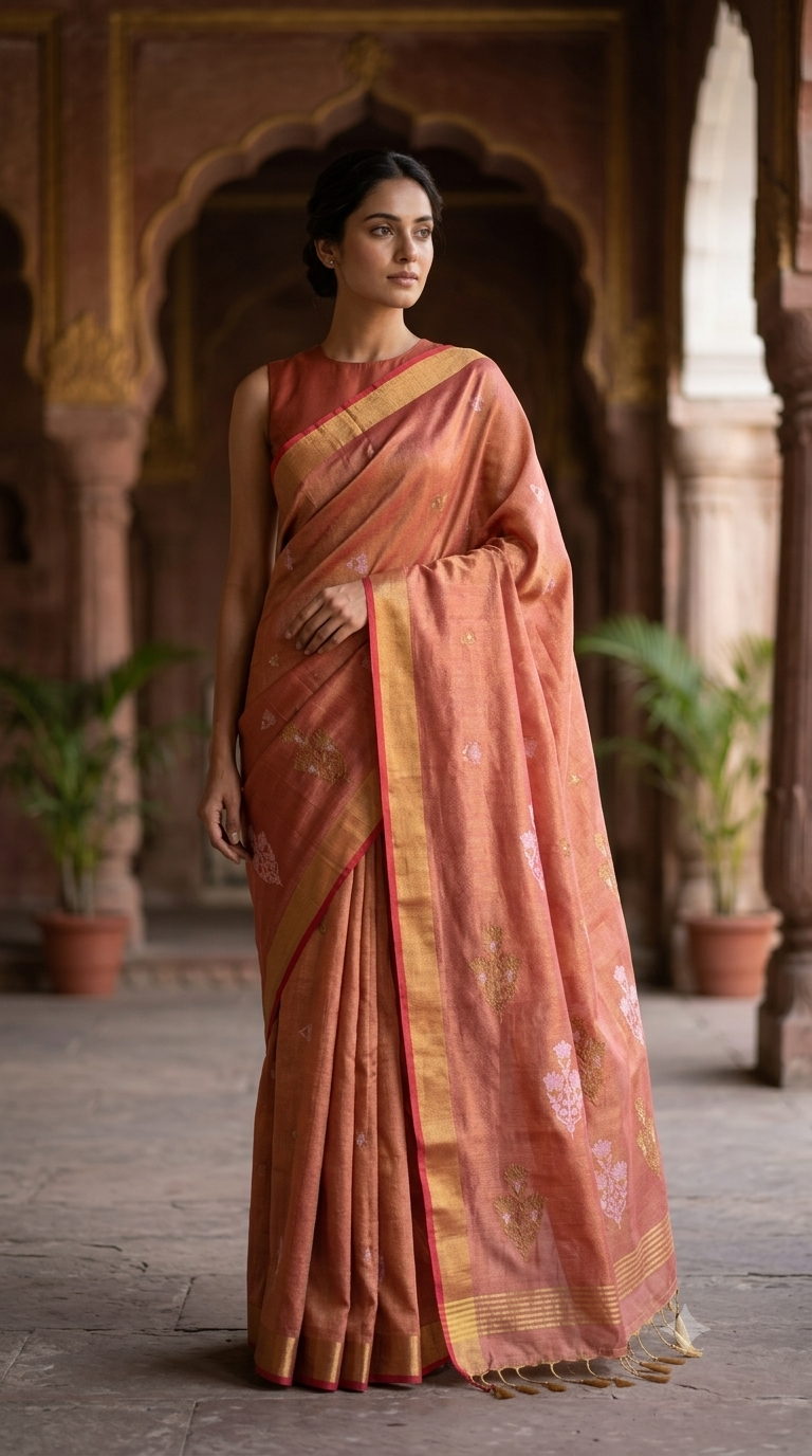 Handloom Tissue Linen Saree