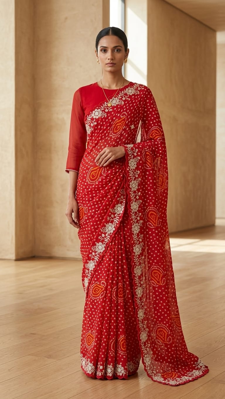 Georgette Bandhej Saree