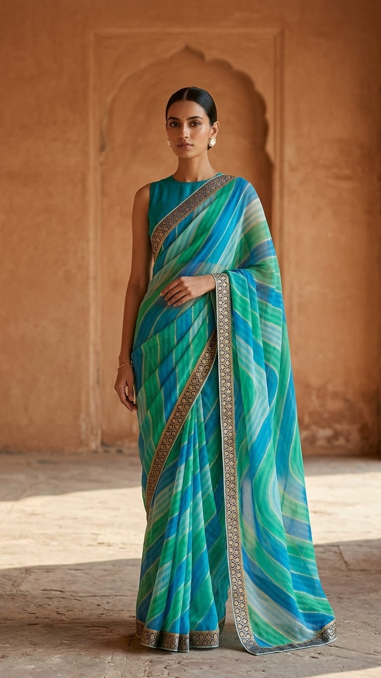 Georgette Leheriya Saree