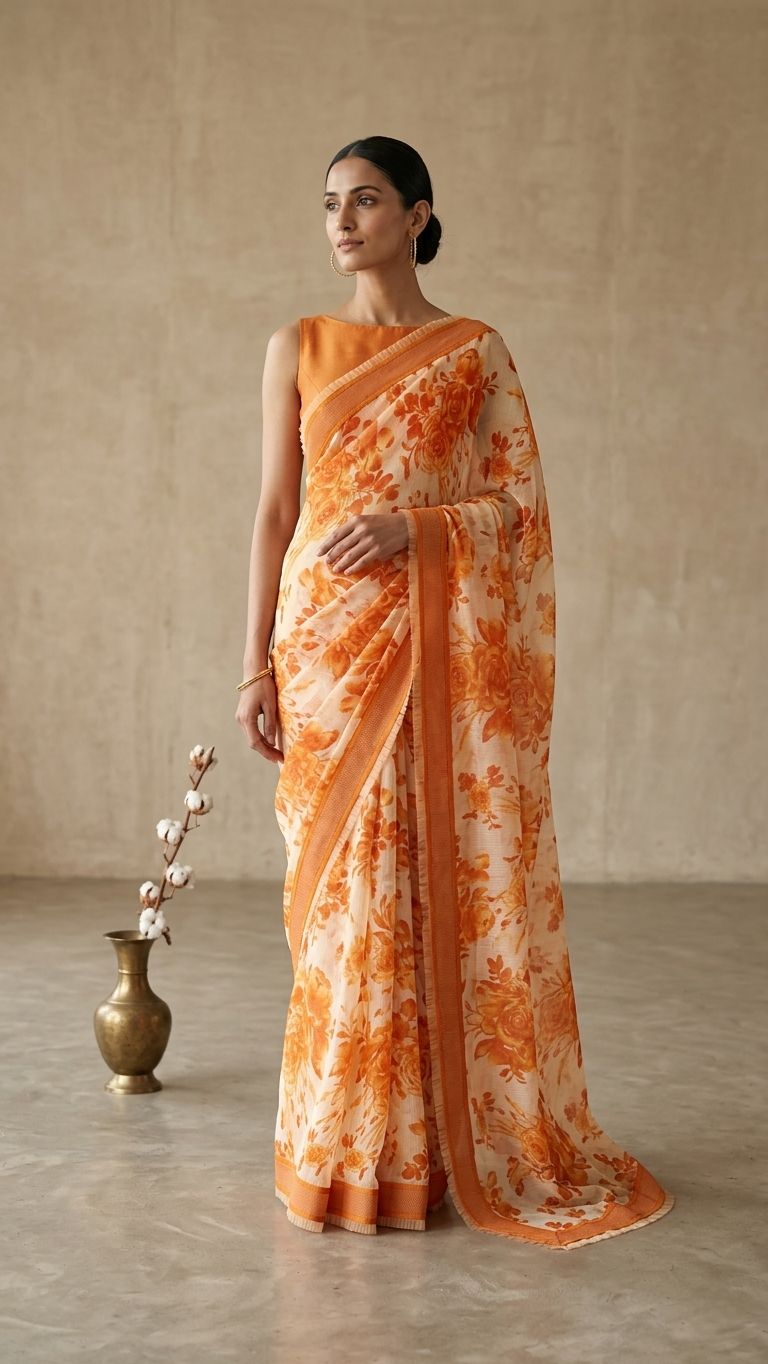 French Chiffon Saree