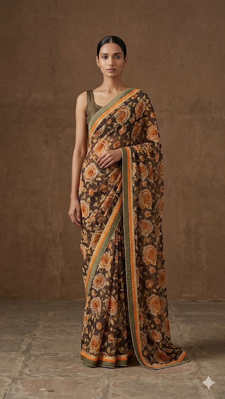 Digital Printed Georgette Saree