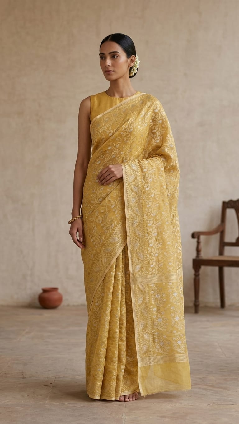 Handloom Organza Jamdani Saree