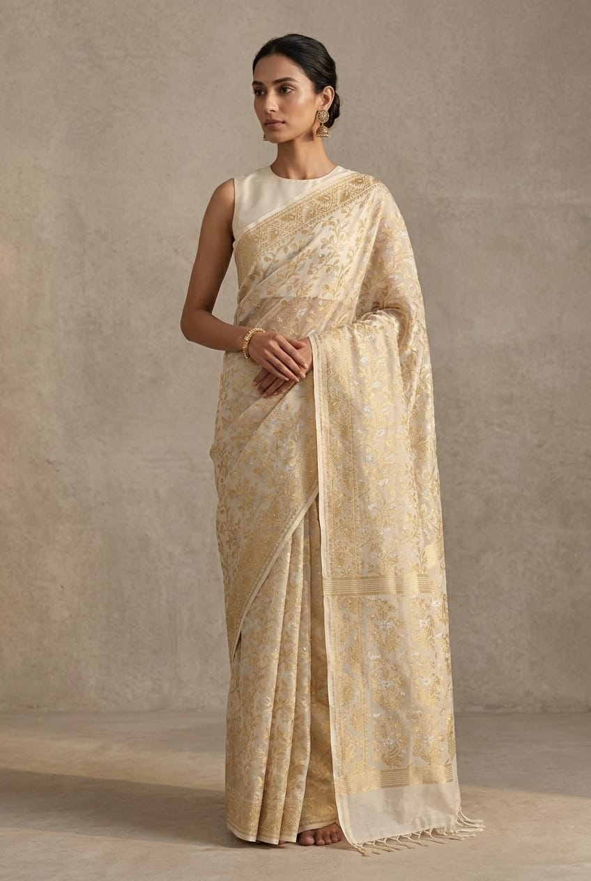 Handloom Organza Jamdani Saree