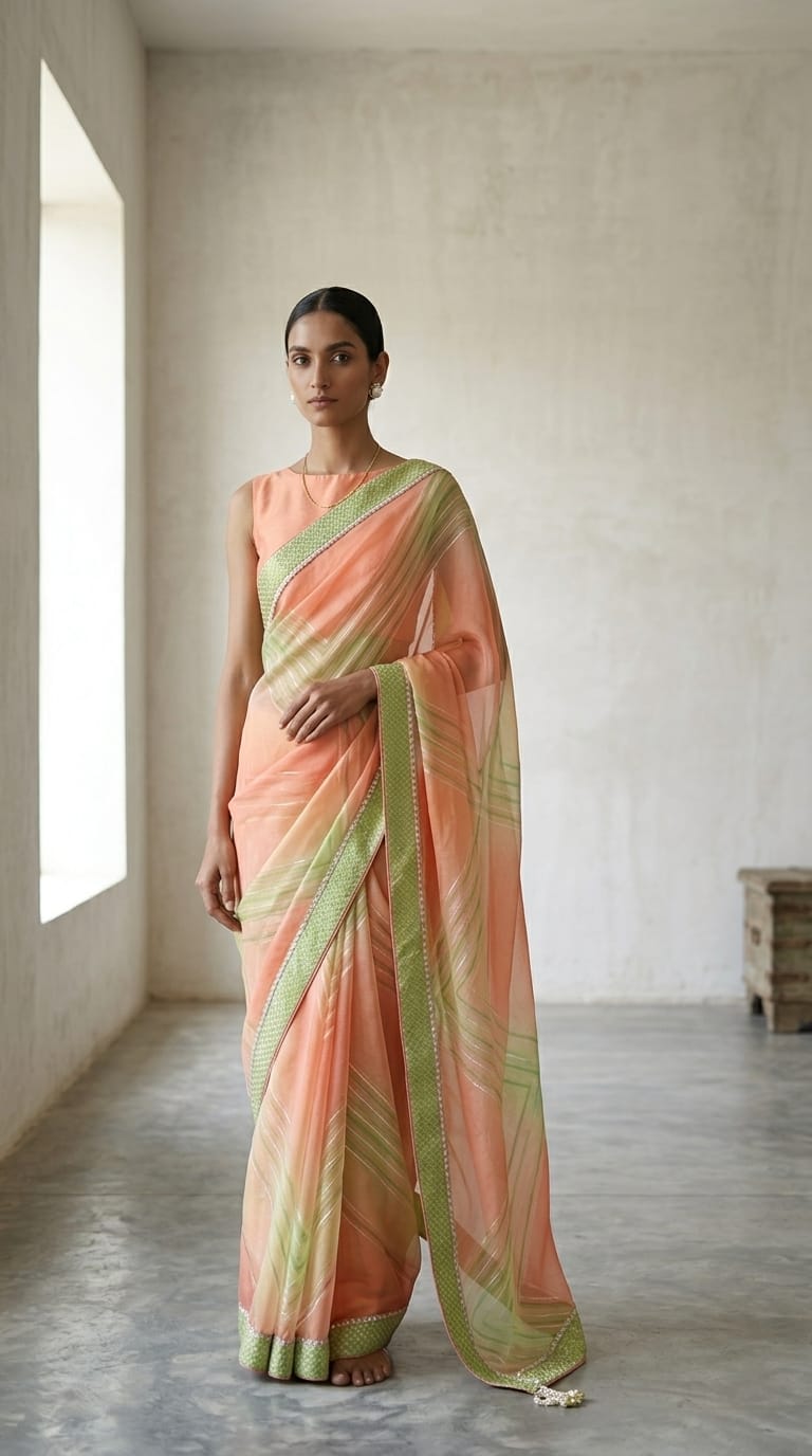 Georgette Leheriya Saree