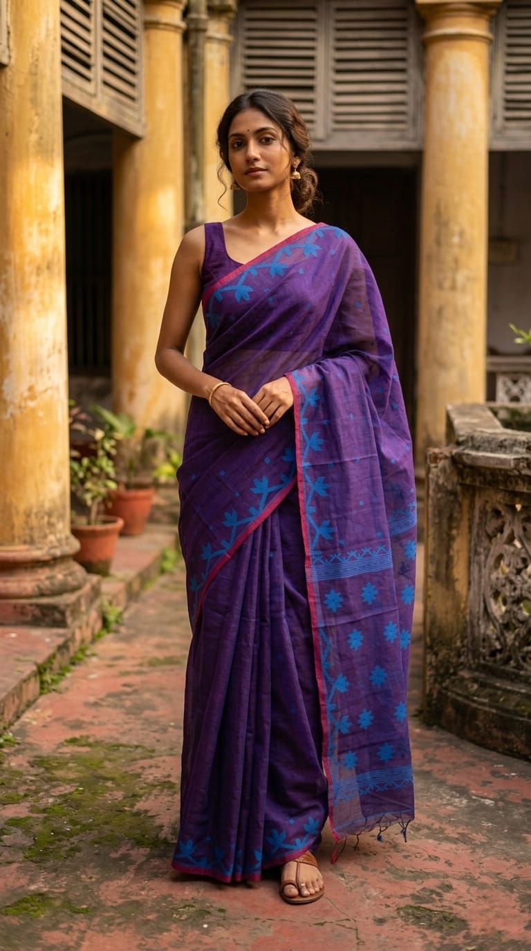 Two Tone Cotton Jamdani Saree
