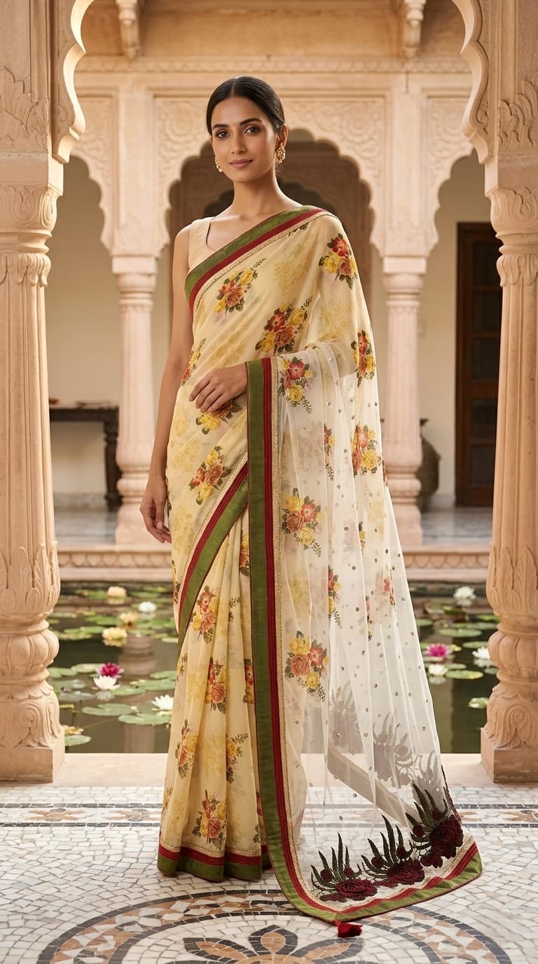 Digital Printed Georgette Saree