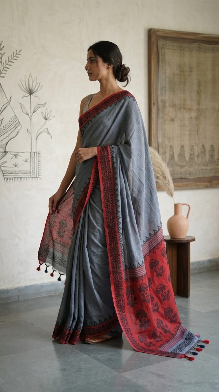 HandBlock Print Cotton Saree