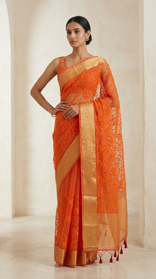 Organza Embroidery Saree
