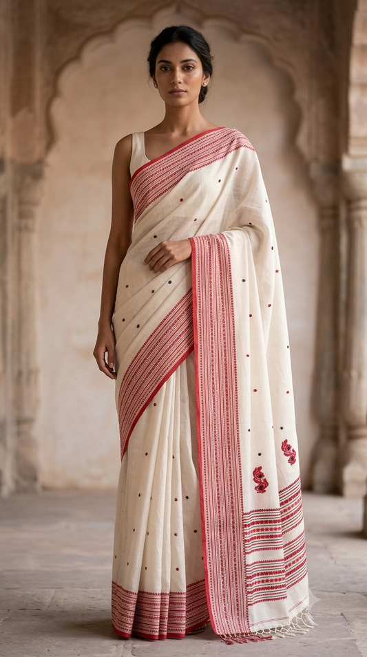 Handloom Cotton Laal Paar Saree