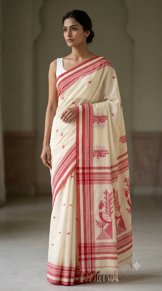 Handloom Cotton Laal Paar Saree