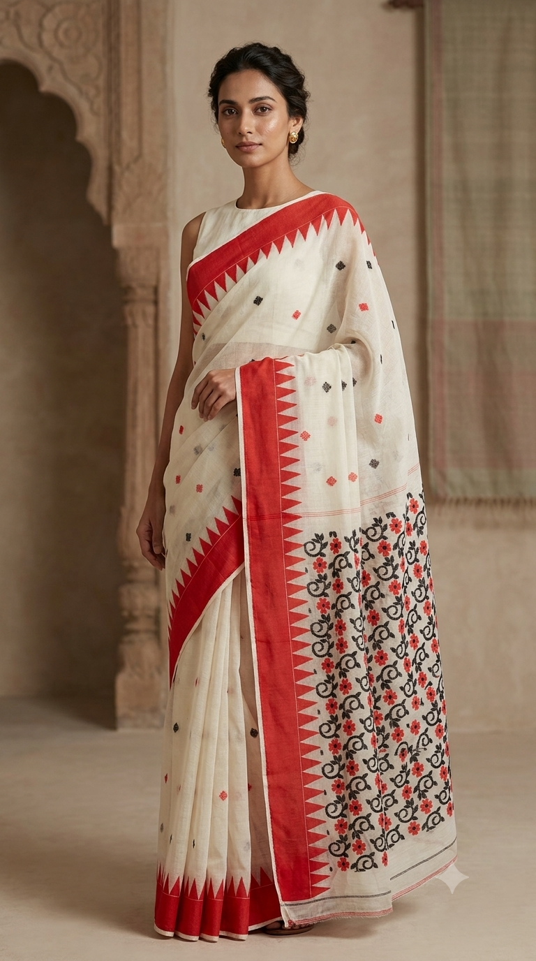 Handloom Cotton Laal Paar Saree