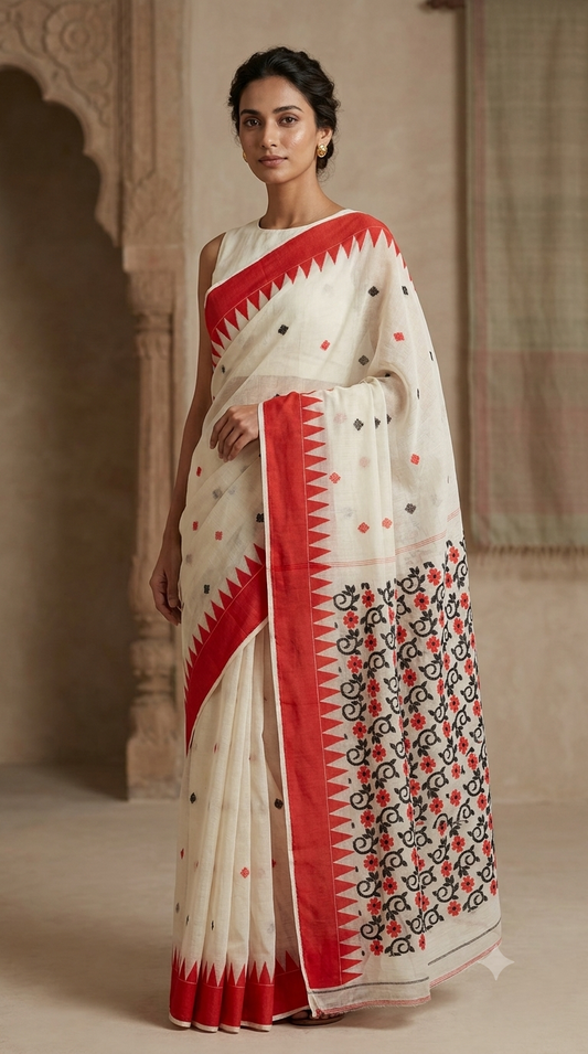 Handloom Cotton Laal Paar Saree