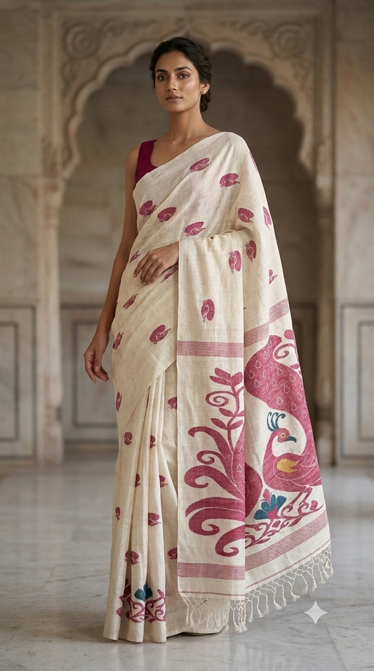 Handloom Tussar Silk Saree