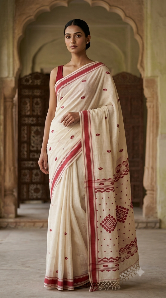 Handloom Cotton Laal Paar Saree