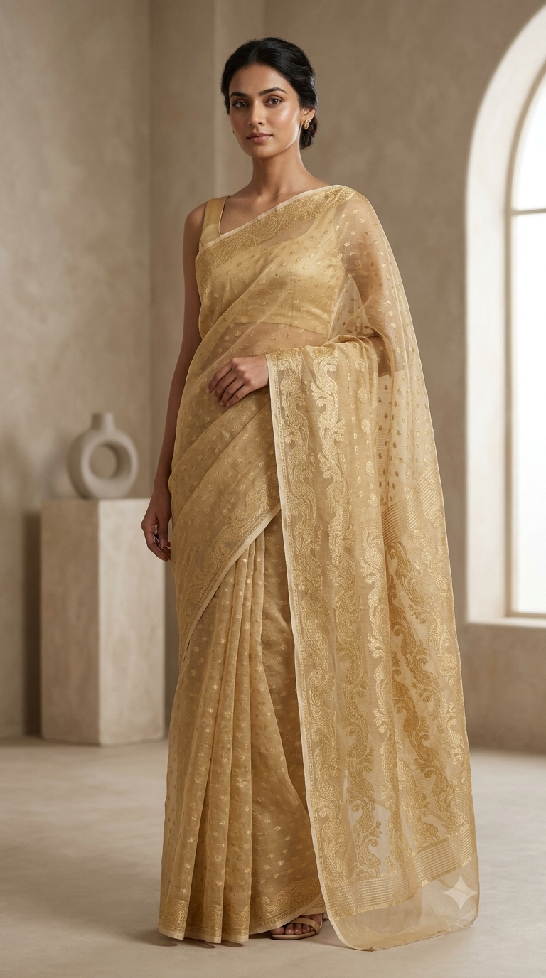 Handloom Organza Jamdani Saree