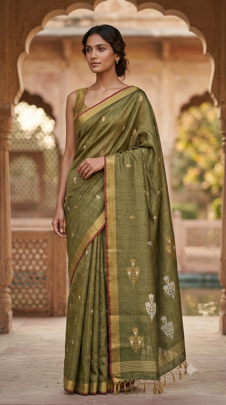 Handloom Tissue Linen Saree