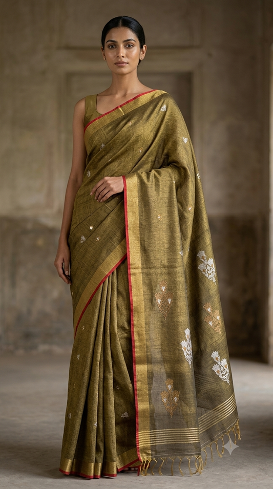 Handloom Tissue Linen Saree