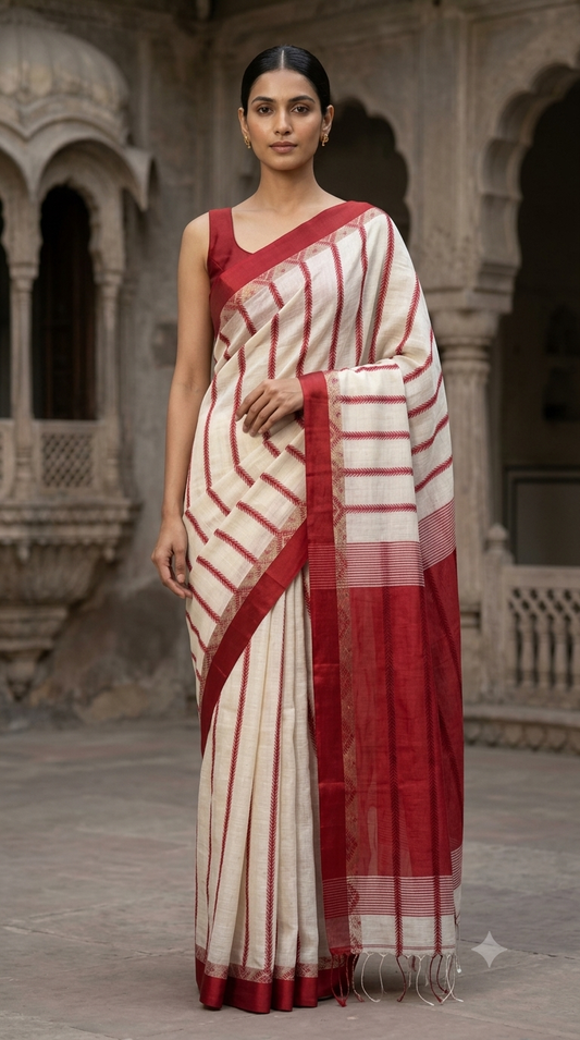 Bengal Cotton Laal Paar Saree