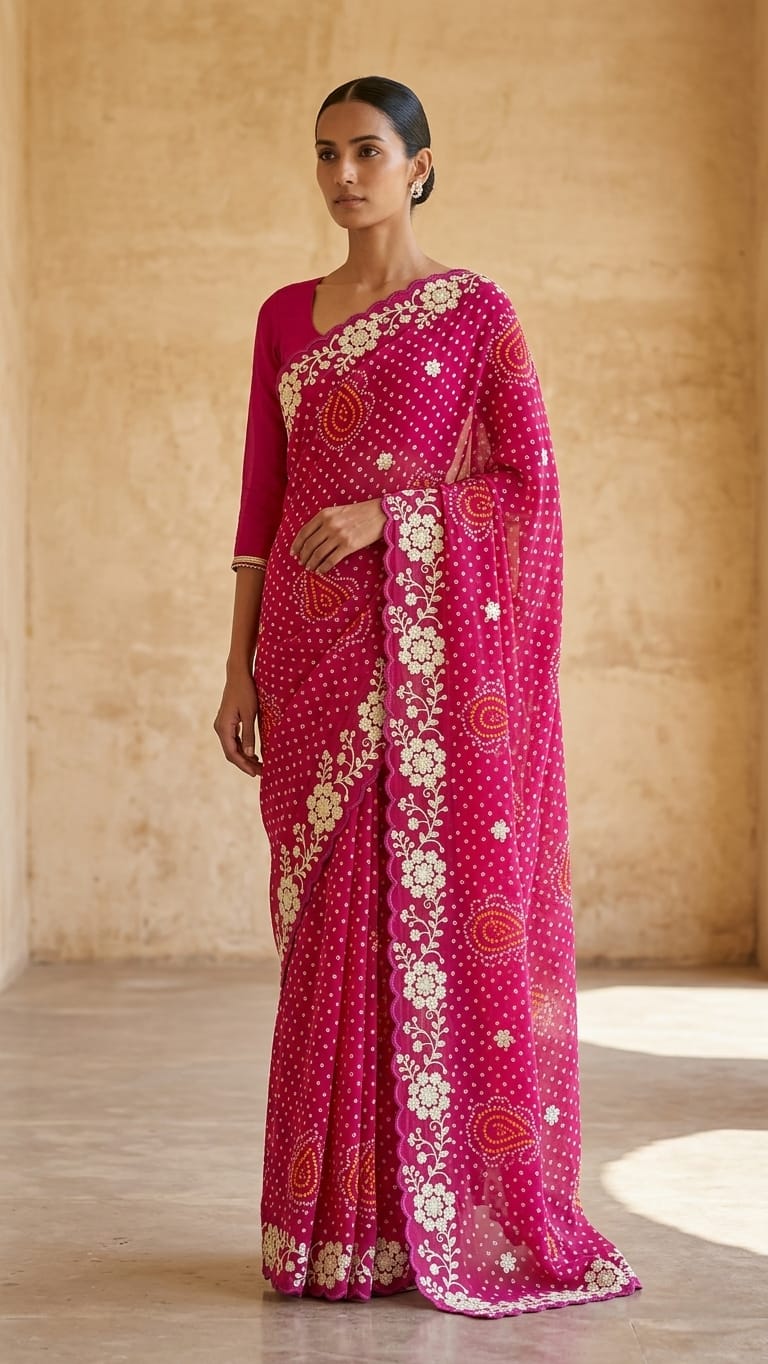 Georgette Bandhej Saree