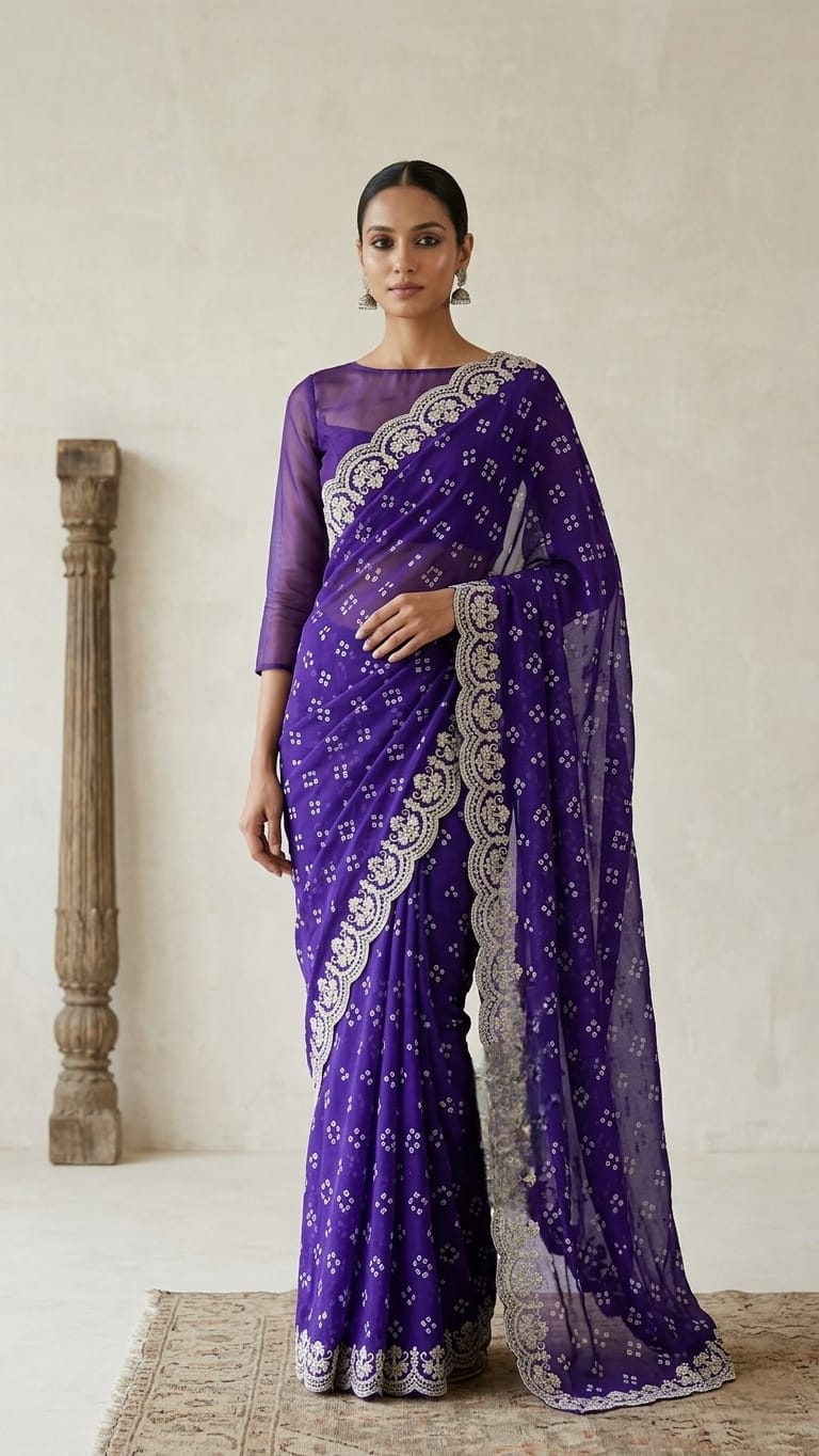 Georgette Bandhej Saree