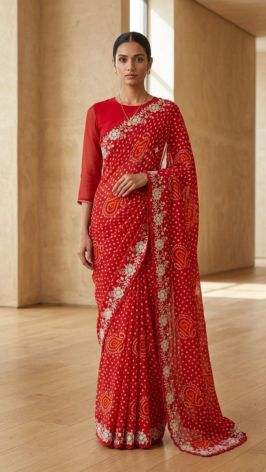 Georgette Bandhej Saree
