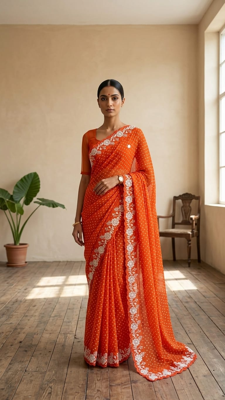 Georgette Bandhej Saree