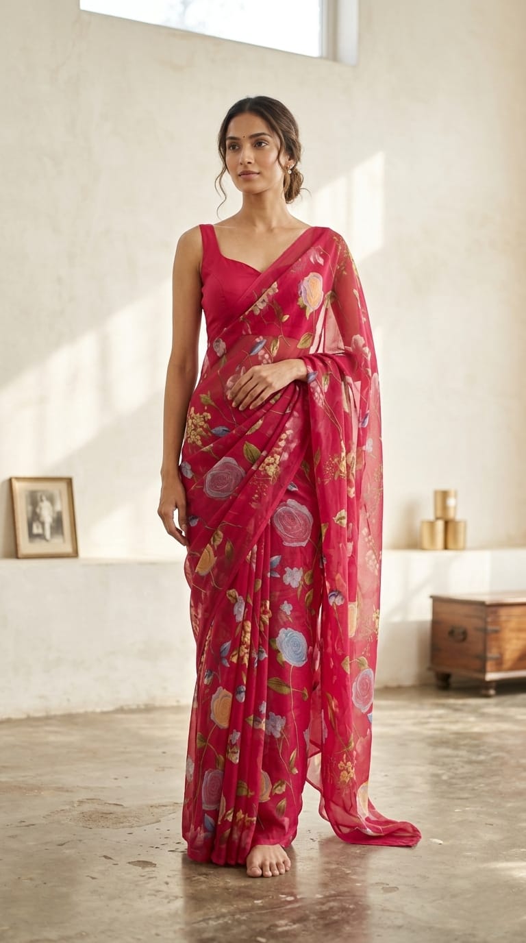 Digital Printed Georgette Saree