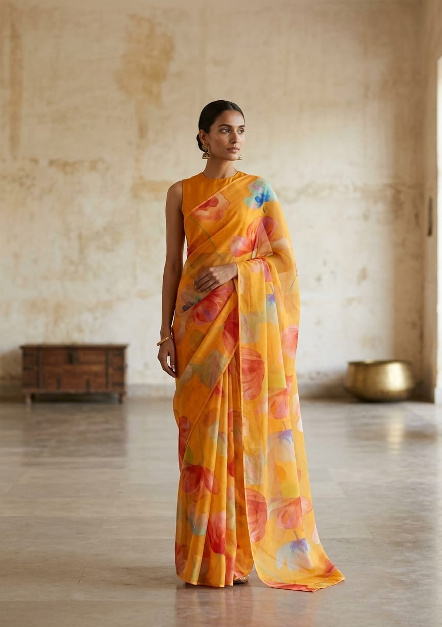 Digital Printed Georgette Saree