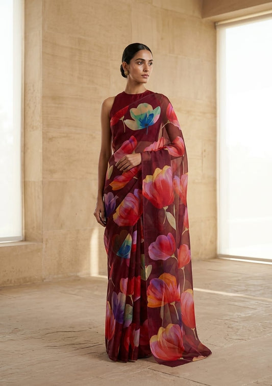 Digital Printed Georgette Saree