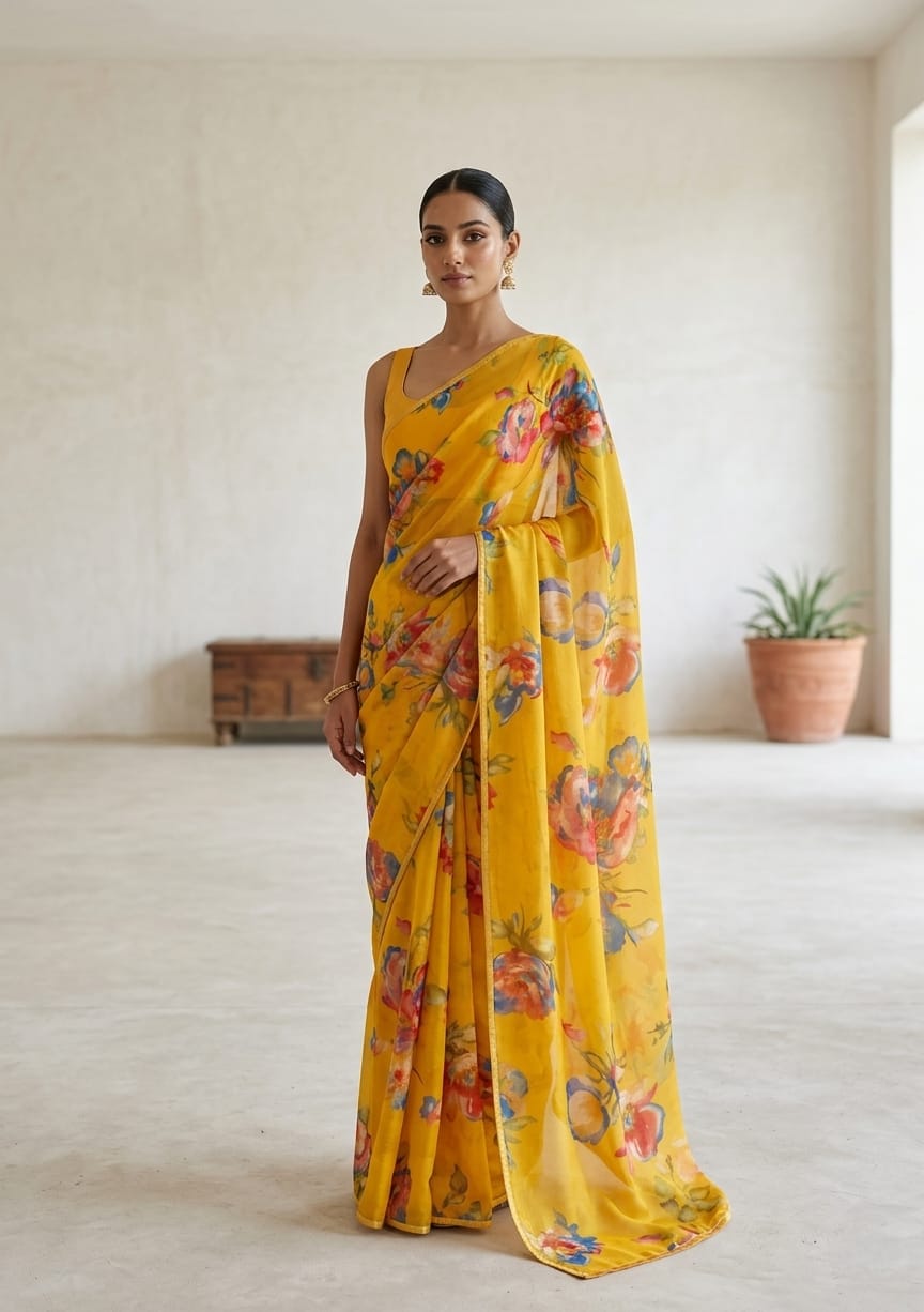 Digital Printed Georgette Saree