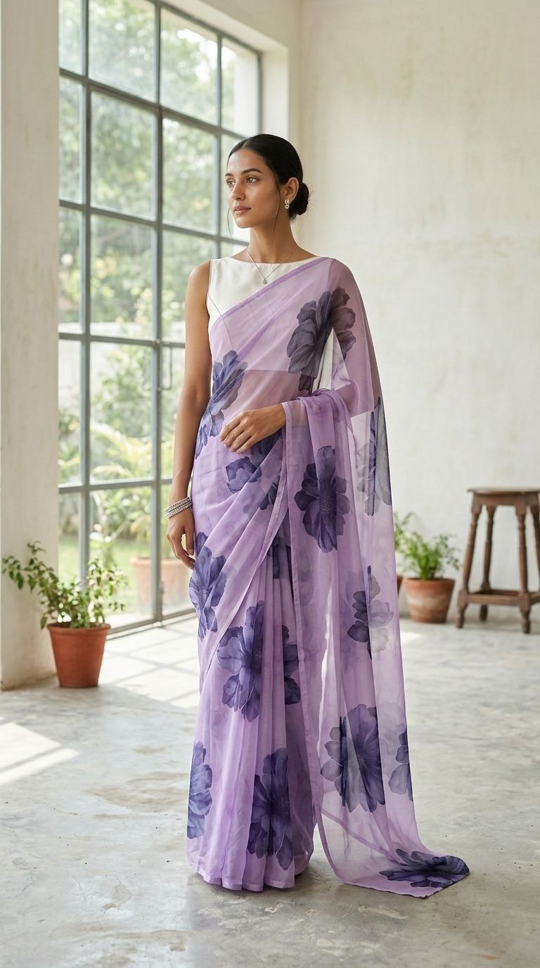 Digital Printed Georgette Saree