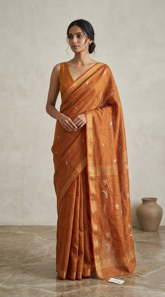 Handloom Tissue Linen Saree