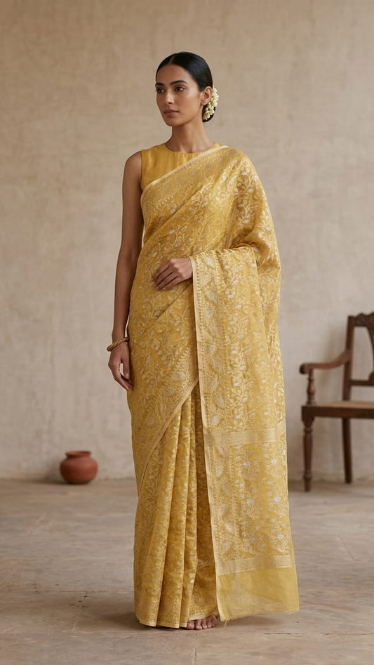 Handloom Organza Jamdani Saree