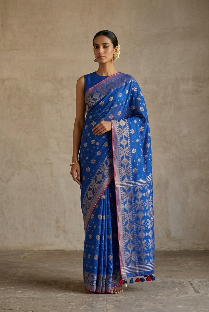 Designer Chanderi Jamdani Saree