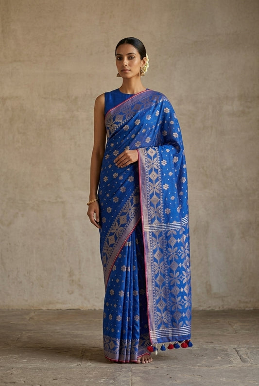 Designer Chanderi Jamdani Saree