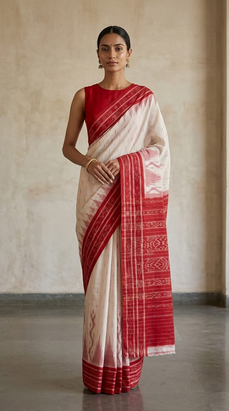 Ikat Laal Paar Saree