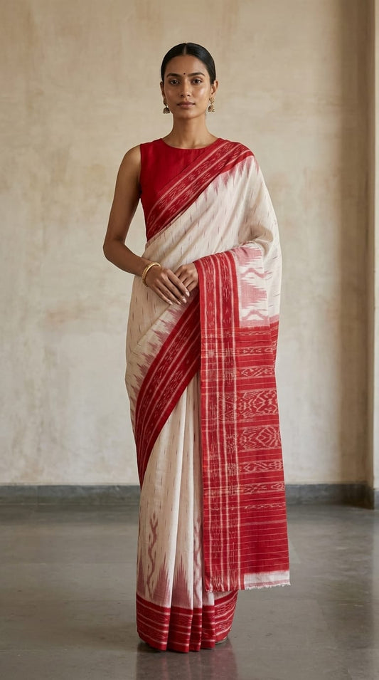 Ikat Laal Paar Saree