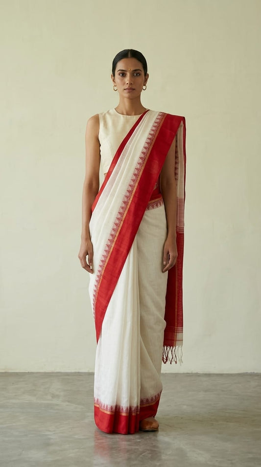 Bengal Cotton Laal Paar Saree