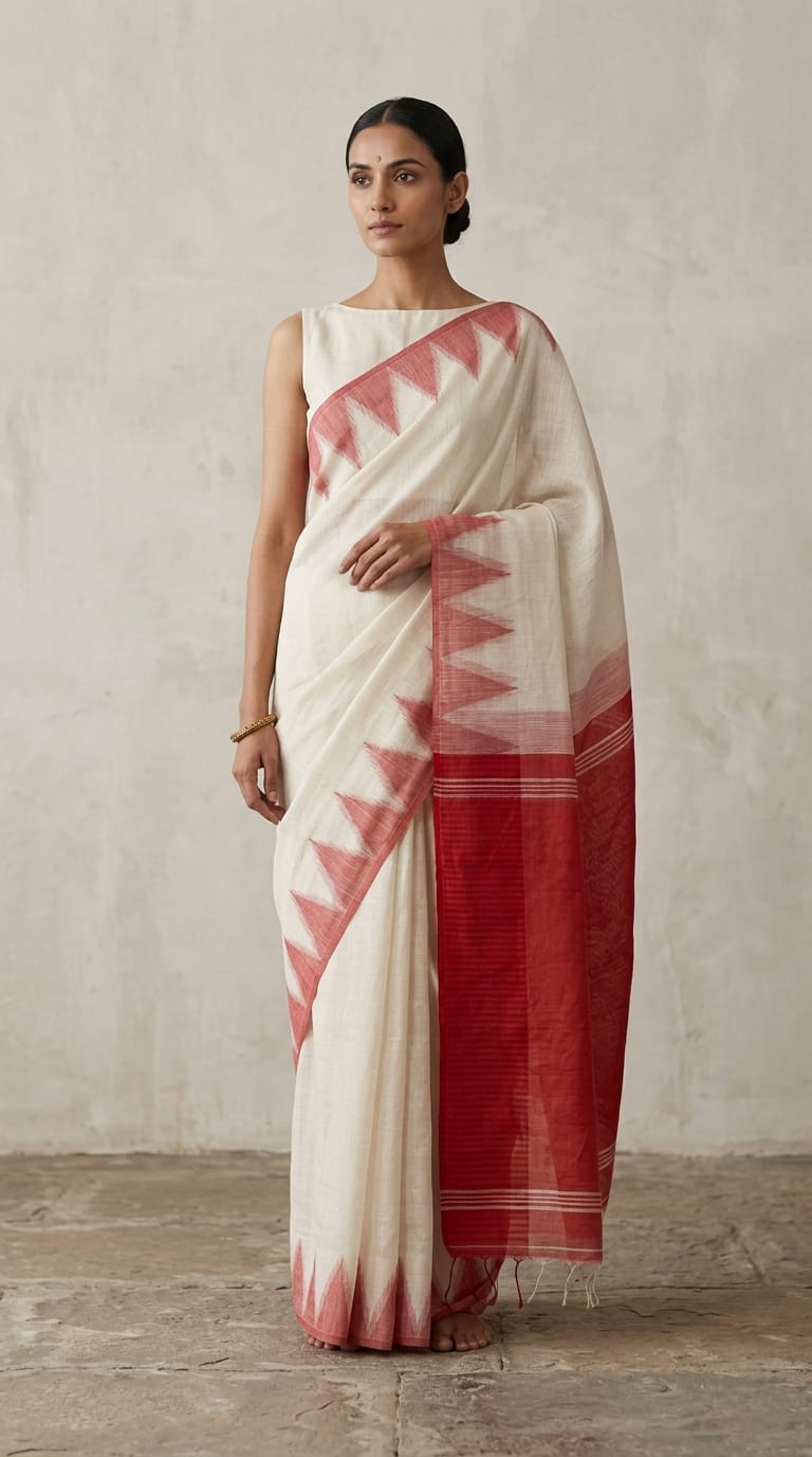 Bengal Cotton Laal Paar Saree