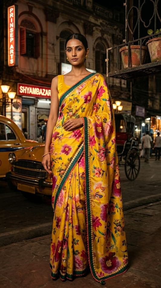 Digital Printed French Chiffon Saree