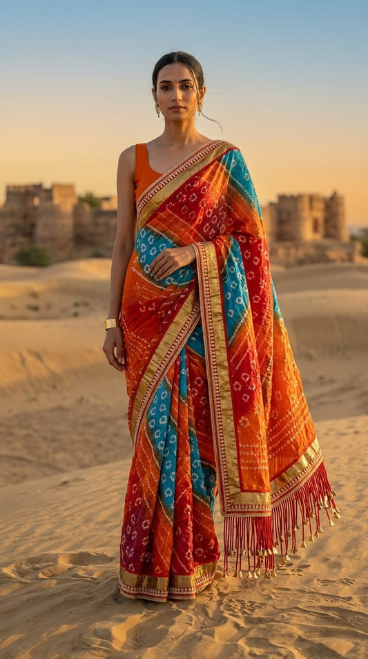 Silk Bandhej Saree