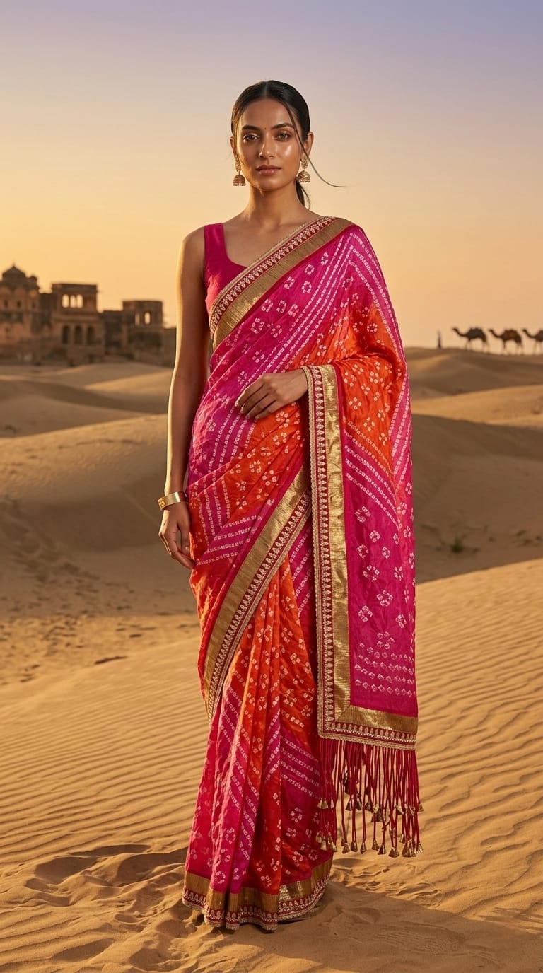 Silk Bandhej Saree