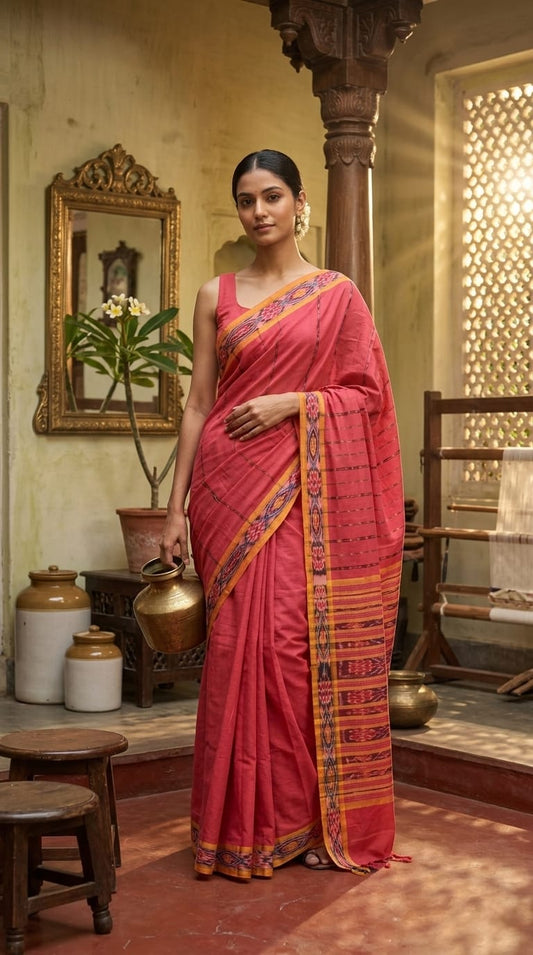 Handwoven Cotton Ikat Saree