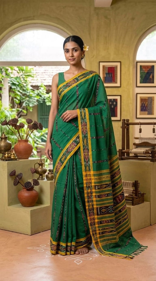 Handwoven Cotton Ikat Saree