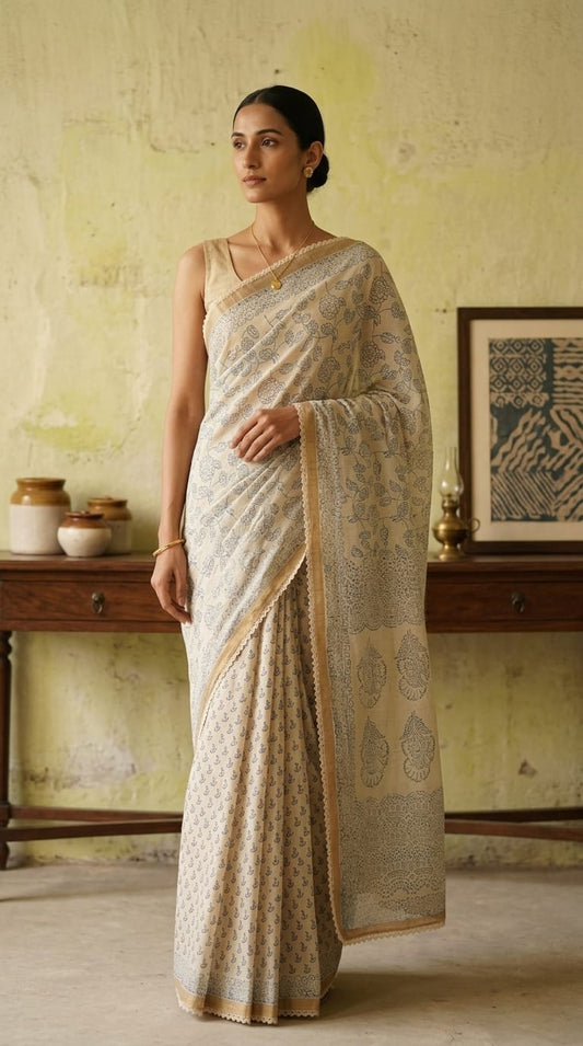 HandBlock Print Cotton Saree