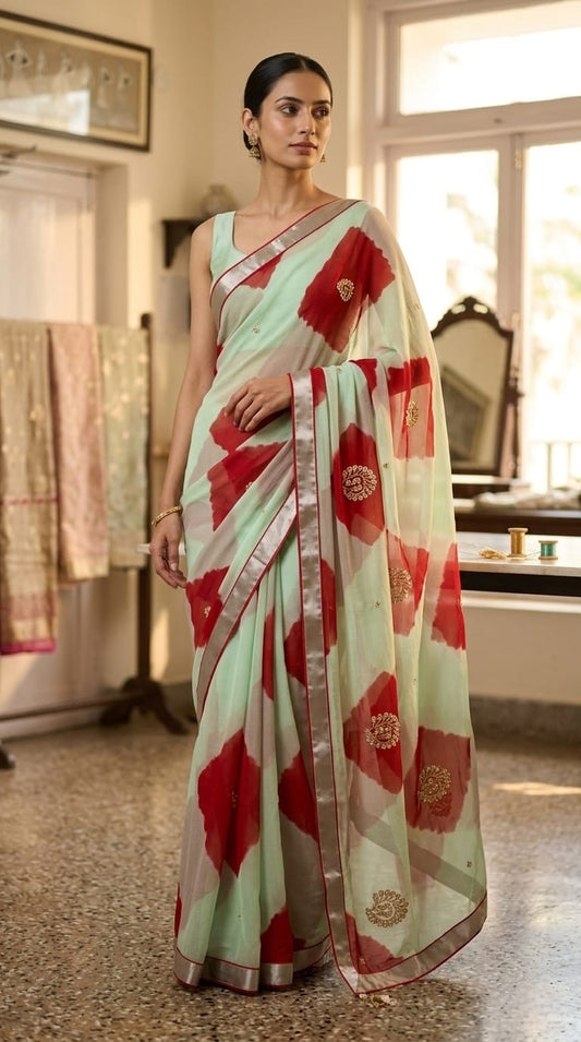 Embroidered Chiffon Saree