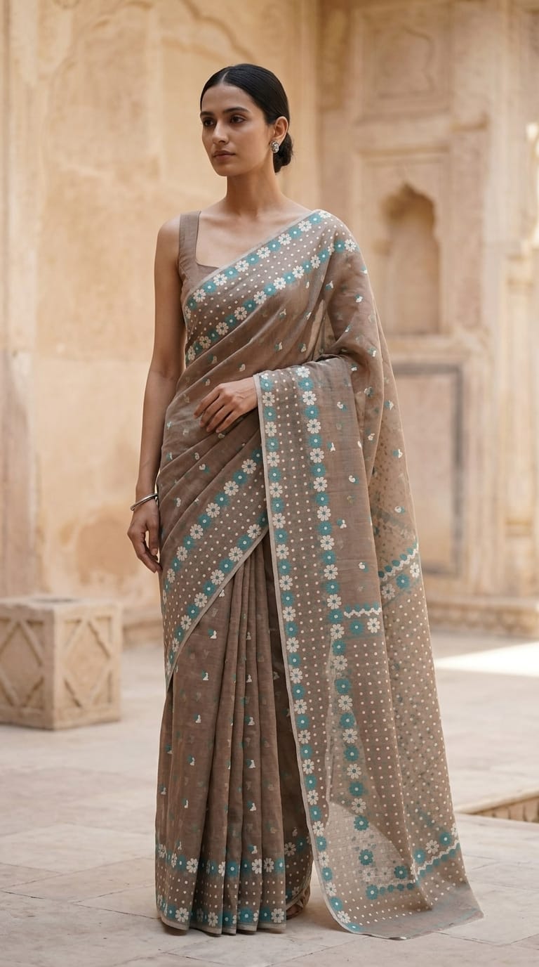 Handloom Cotton Jamdani Saree