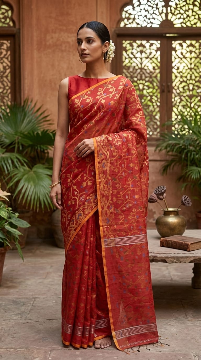 Chanderi Jamdani Saree