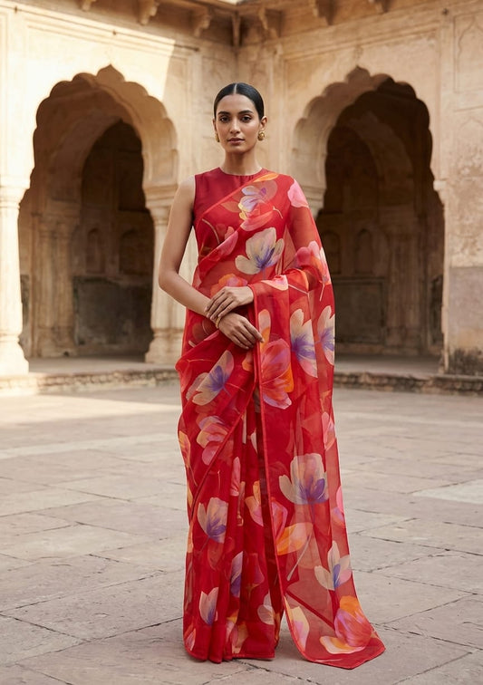 Digital Printed Georgette Saree